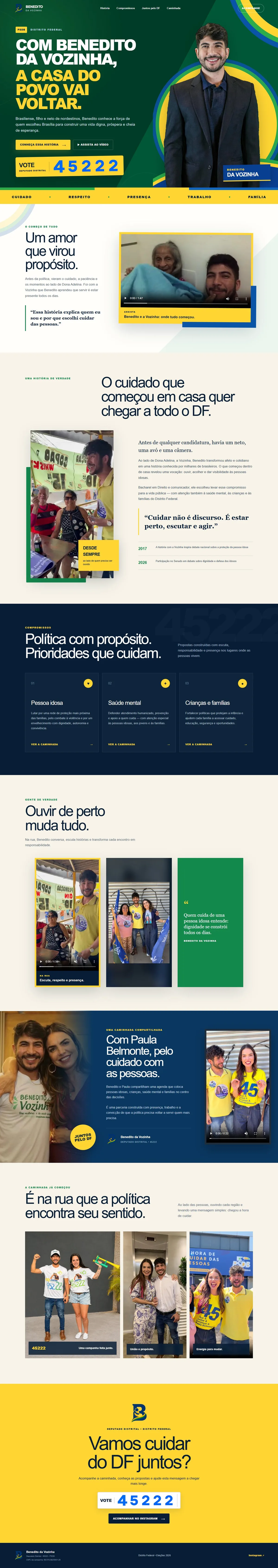 Captura completa da página inicial do projeto Benedito da Vozinha