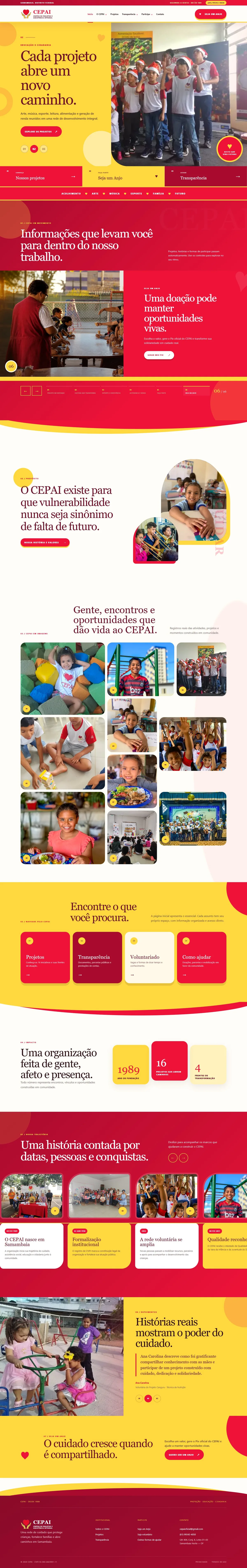 Captura completa da página inicial do projeto CEPAI
