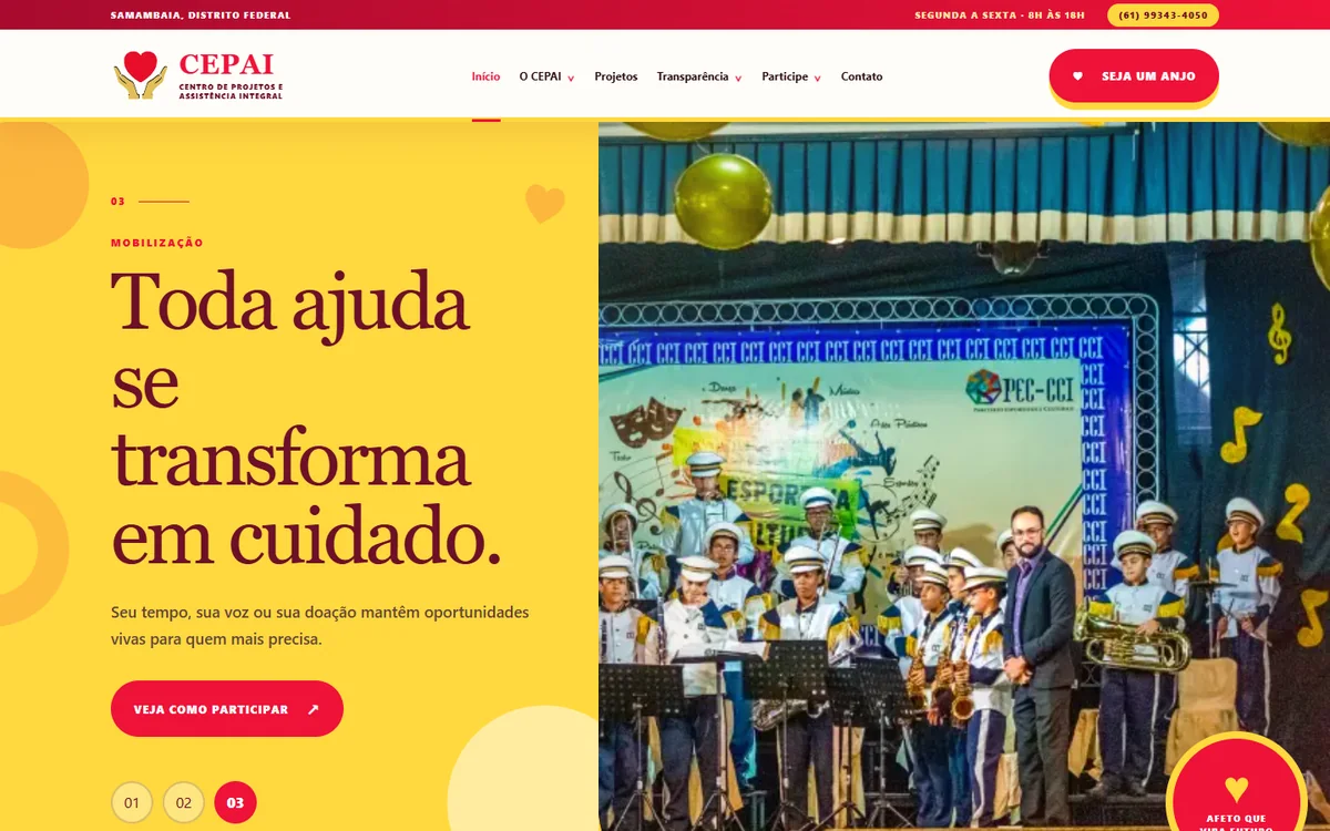 Página inicial do site do CEPAI